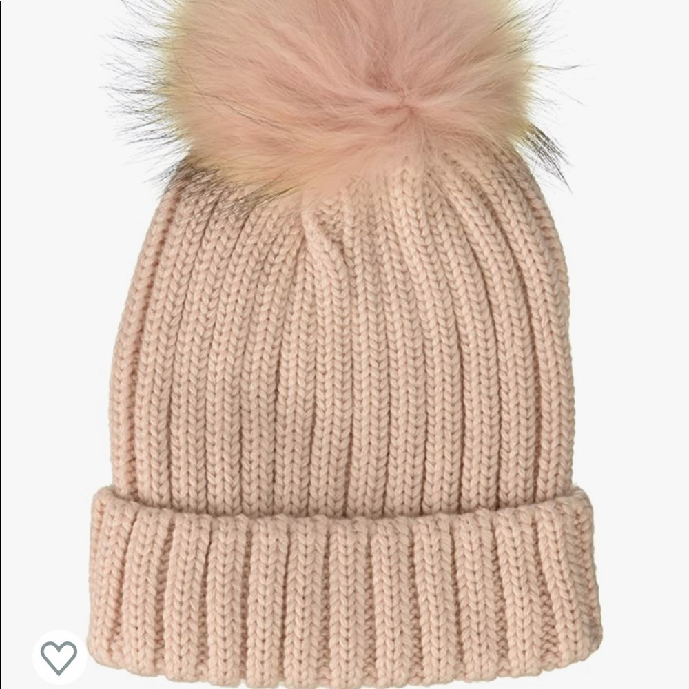 La fiorentina Raccoon Fur Pink Pom Pom beanie